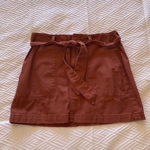 Burnt Orange Cargo Mini Skirt with Belt Tie/Button and Pockets - Size 27
